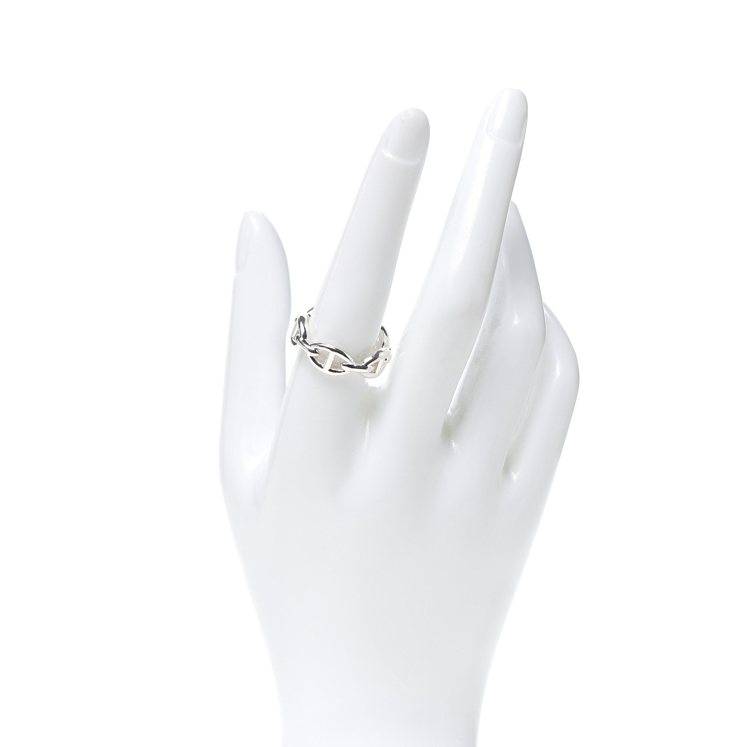 Hermes Sterling Silver PM Chaine d'Ancre Enchainee Band Ring 58 8.25 2 of 8