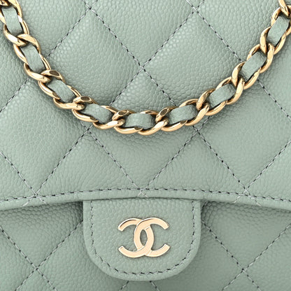 Chanel Caviar Quilted Flap Phone Holder With Chain Light Green 10 of 13