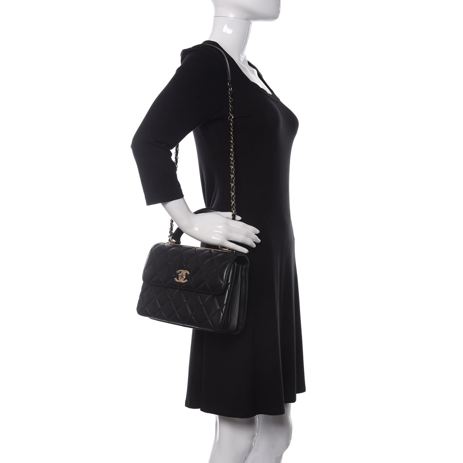 Chanel Lambskin Quilted Small Trendy CC Dual Handle Flap Bag Black 2 of 12