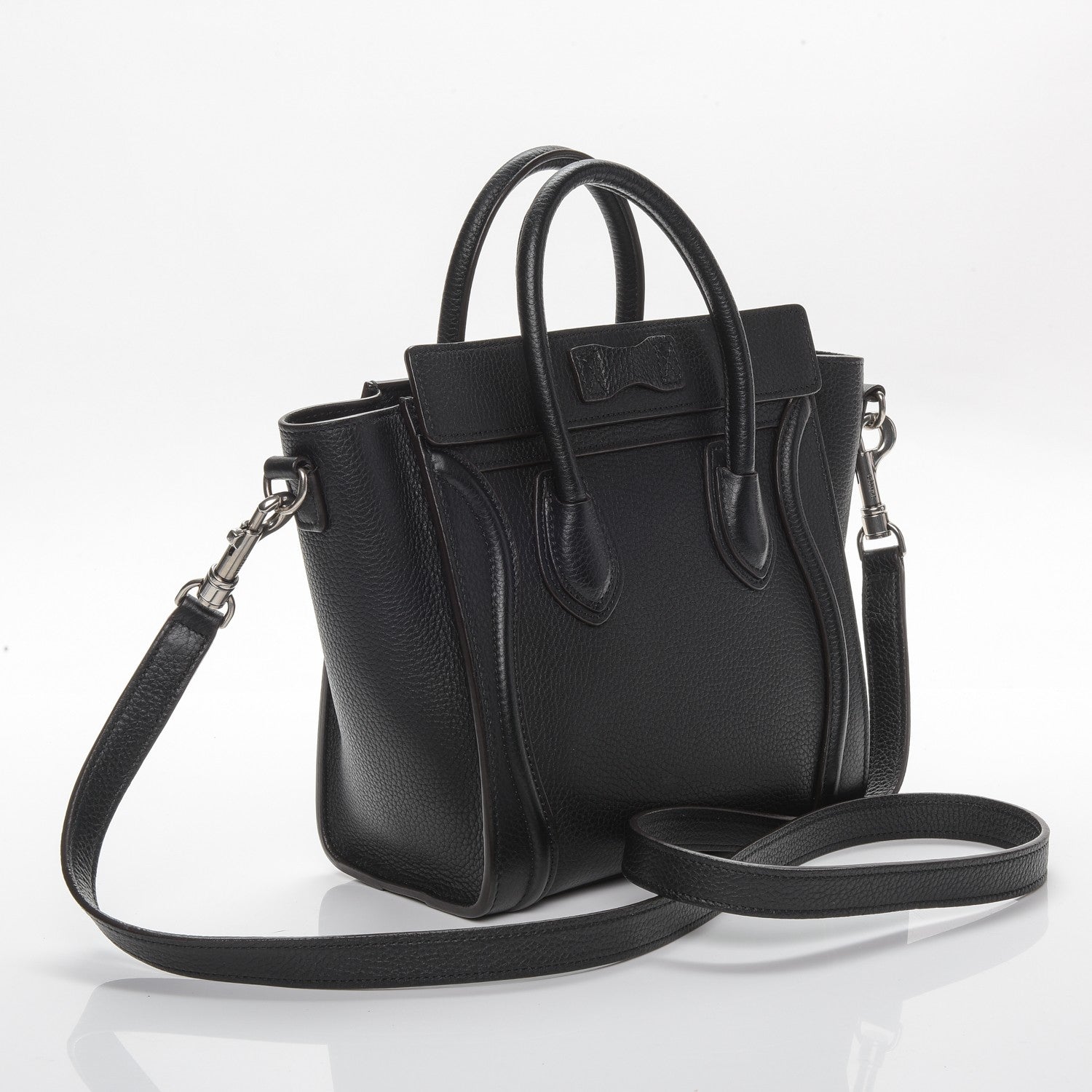 Celine Drummed Calfskin Nano Luggage Black 3 of 6