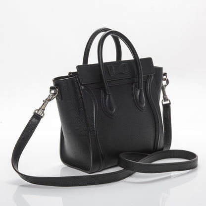Celine Drummed Calfskin Nano Luggage Black 3 of 6