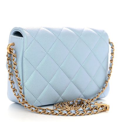Chanel Iridescent Caviar Quilted Mini My Perfect Flap Light Blue 3 of 11