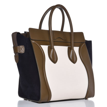 Celine Textured Calfskin Suede Tri-color Mini Luggage Cream 3 of 7