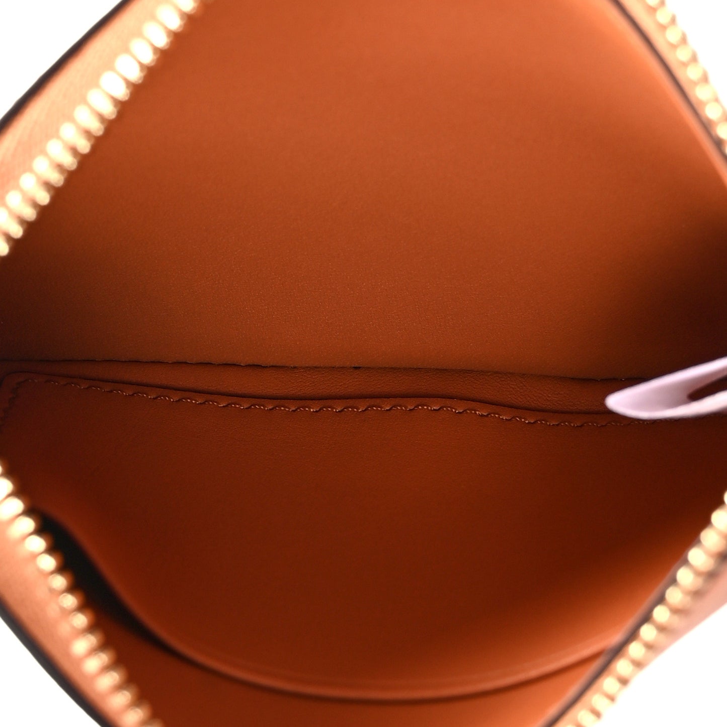 Spanish Calfskin X-Mini Aren Wristlet Zip Pouch Cognac