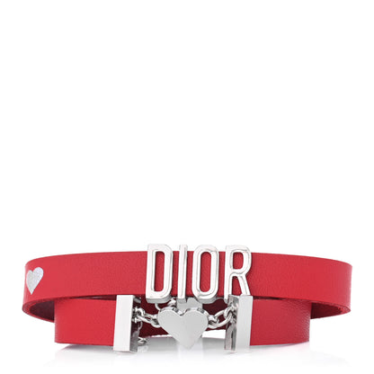 Christian Dior Calfskin Dior Heart Double Bracelet Red 1 of 5