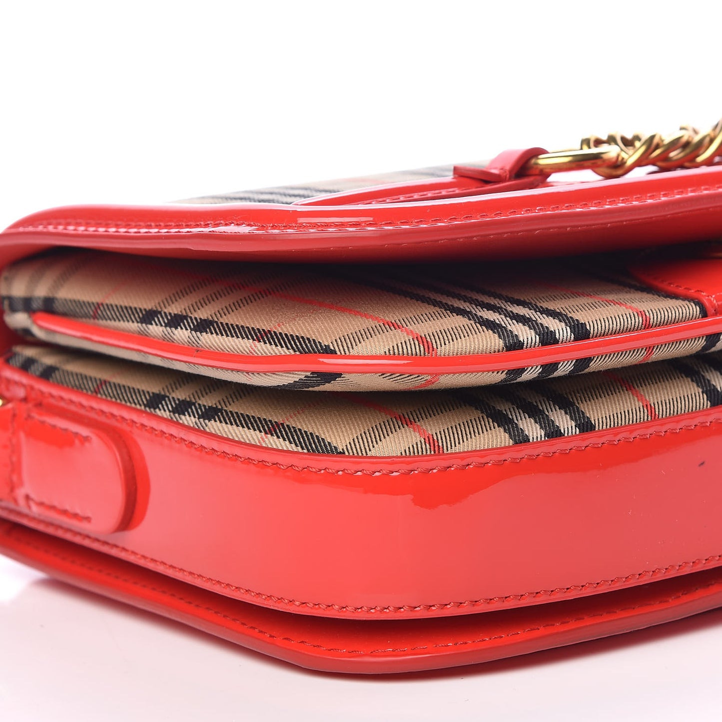 Patent 1983 Knight Check Link Shoulder Bag Bright Red