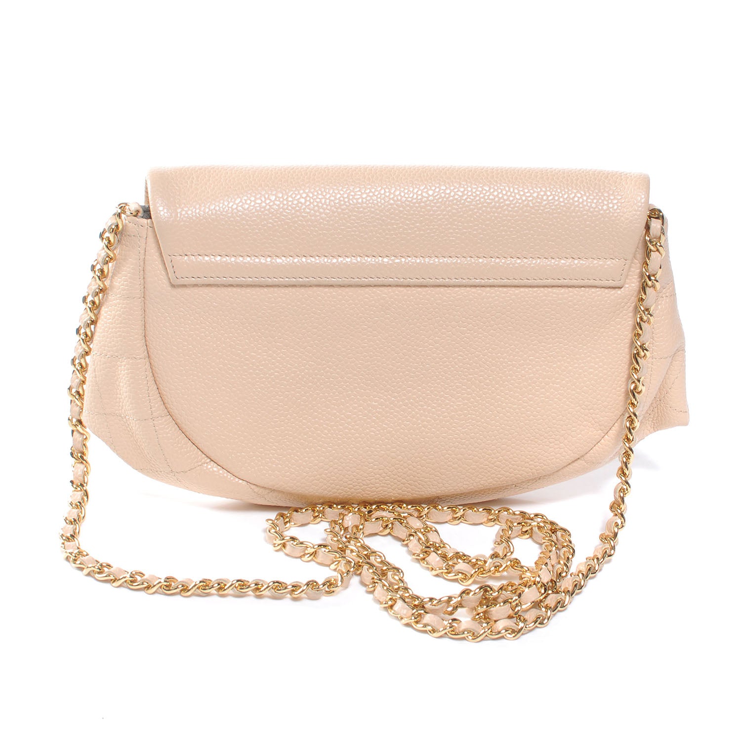 Chanel Caviar Half Moon Wallet On Chain Bag Beige 3 of 9