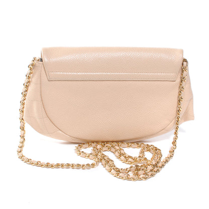 Chanel Caviar Half Moon Wallet On Chain Bag Beige 3 of 9