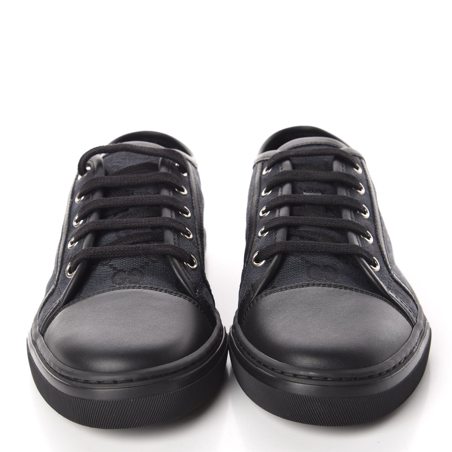 GG Monogram Calfskin Womens Low Top Sneakers 38 Piombo Black