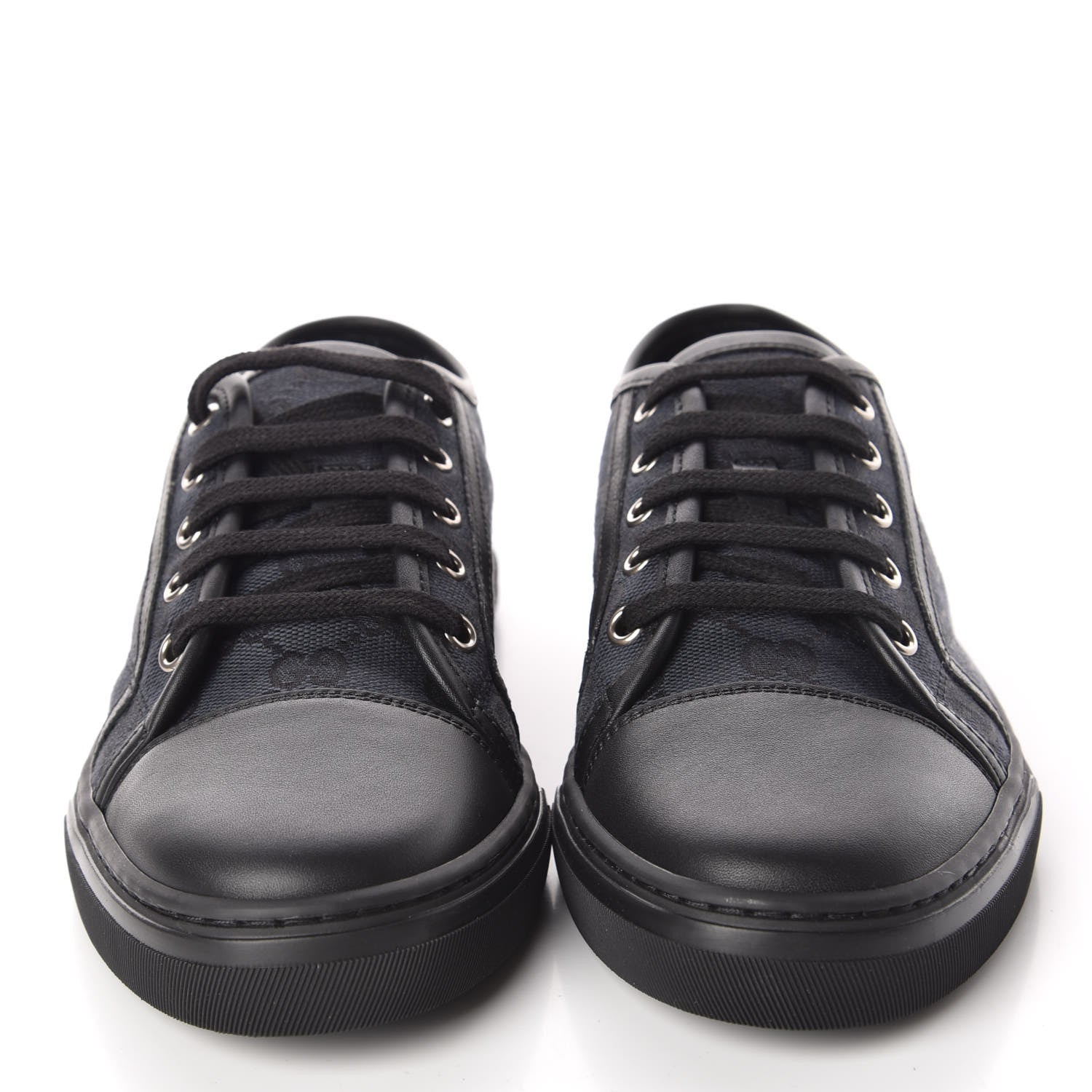 Gucci GG Monogram Calfskin Womens Low Top Sneakers 38 Piombo Black 2 of 8