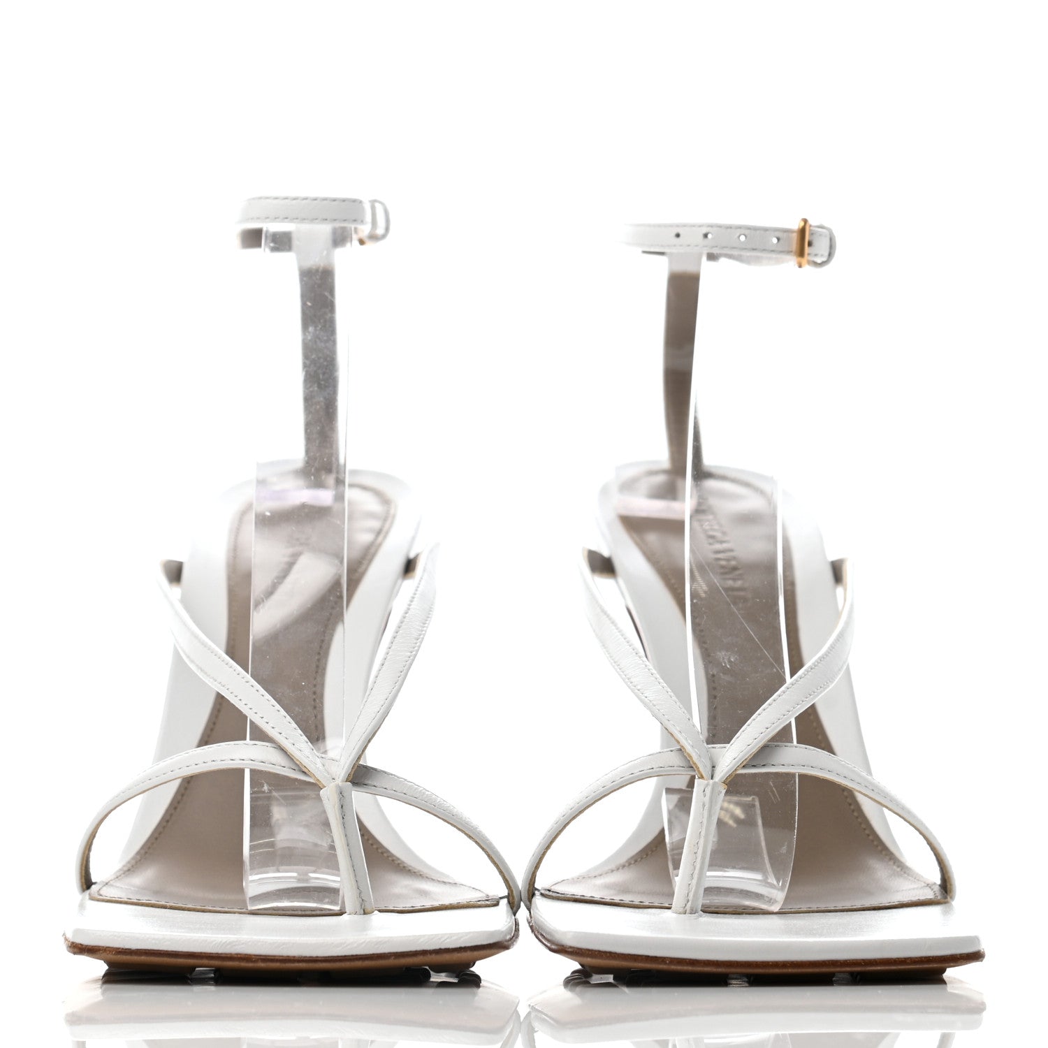 Bottega Veneta Lambskin Stretch Multi Strap 90mm Sandals 39 Optic White 2 of 5