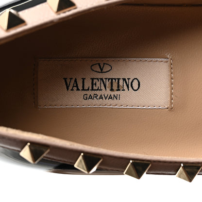 Valentino Garavani Patent Nappa Rockstud Ballerina Flats 38.5 Black Poudre 7 of 9