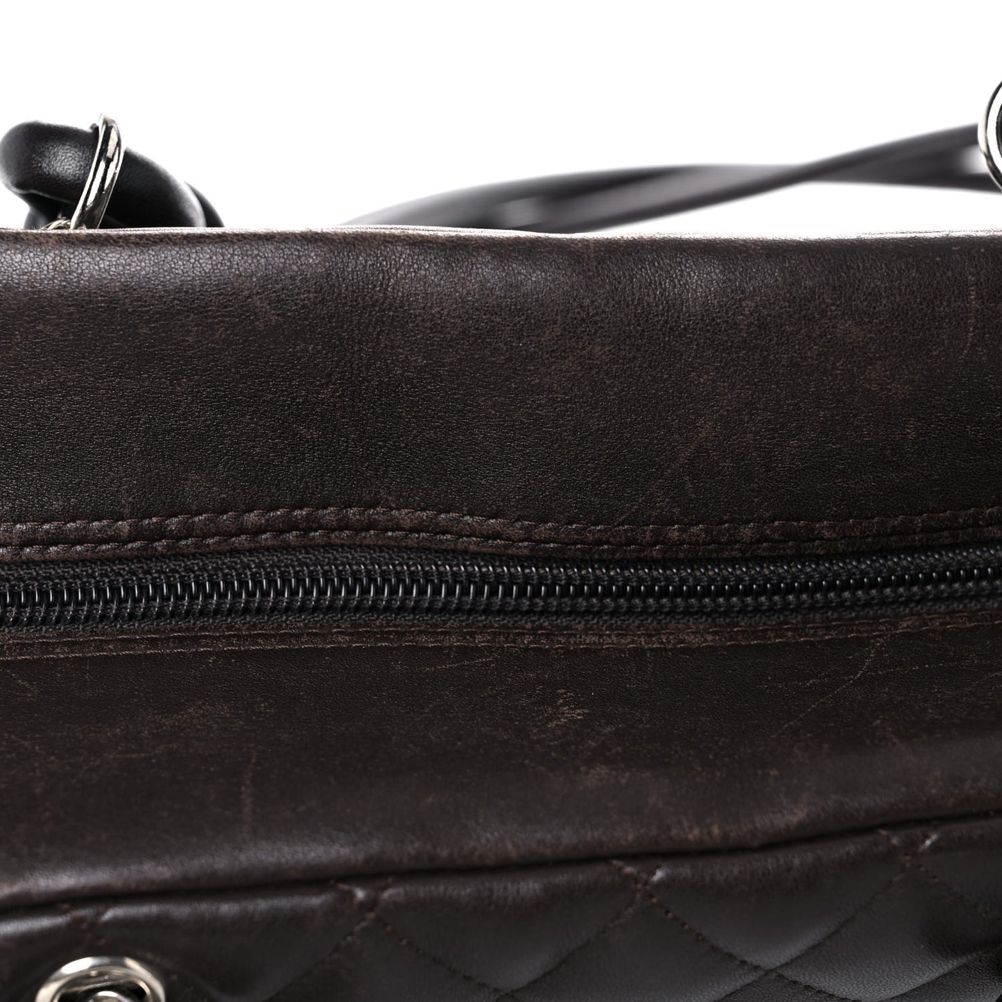 Calfskin Quilted Large Cambon Bowler Dark Brown
