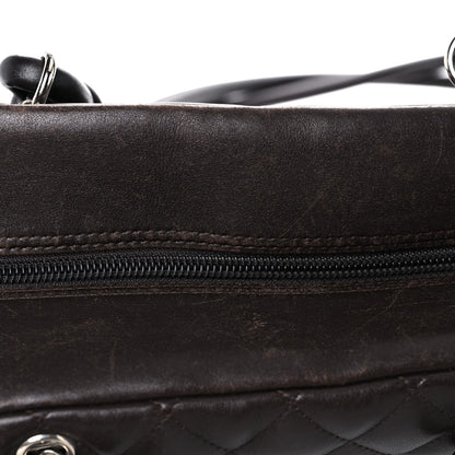 Chanel Calfskin Quilted Large Cambon Bowler Dark Brown 18 of 22