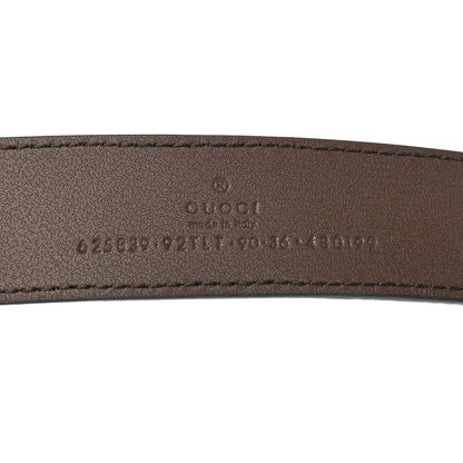 Gucci GG Supreme Monogram Matte Plutone Calfskin Double G 30mm Belt 90 36 Beige Ebony New Acero 5 of 5