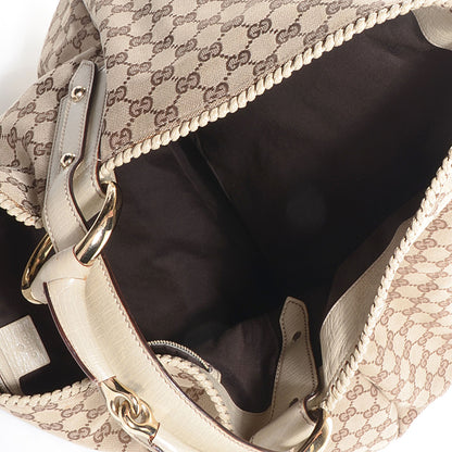 Gucci Monogram Large Horsebit Chain Hobo Off White 7 of 7