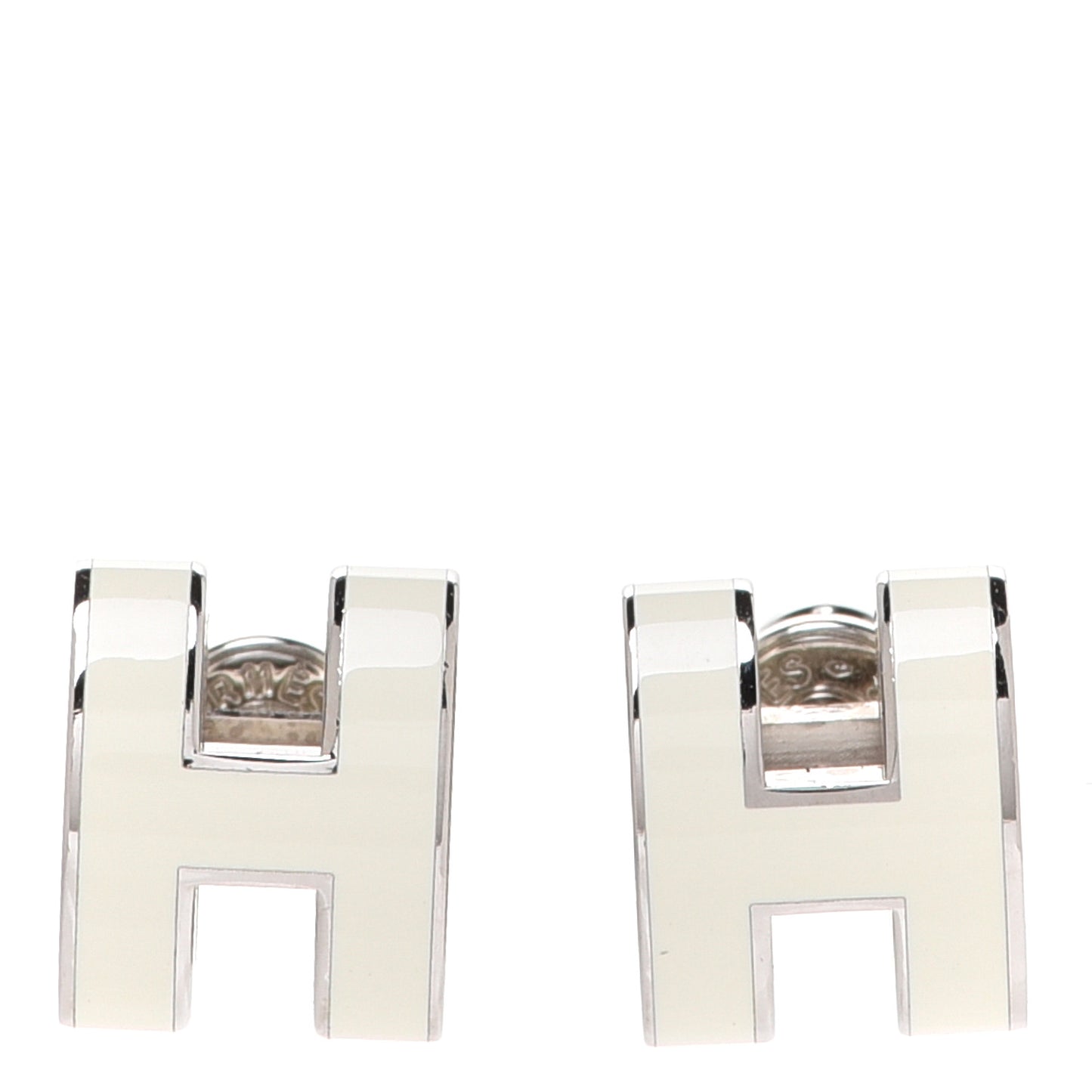 Palladium Lacquered Pop H Earrings White