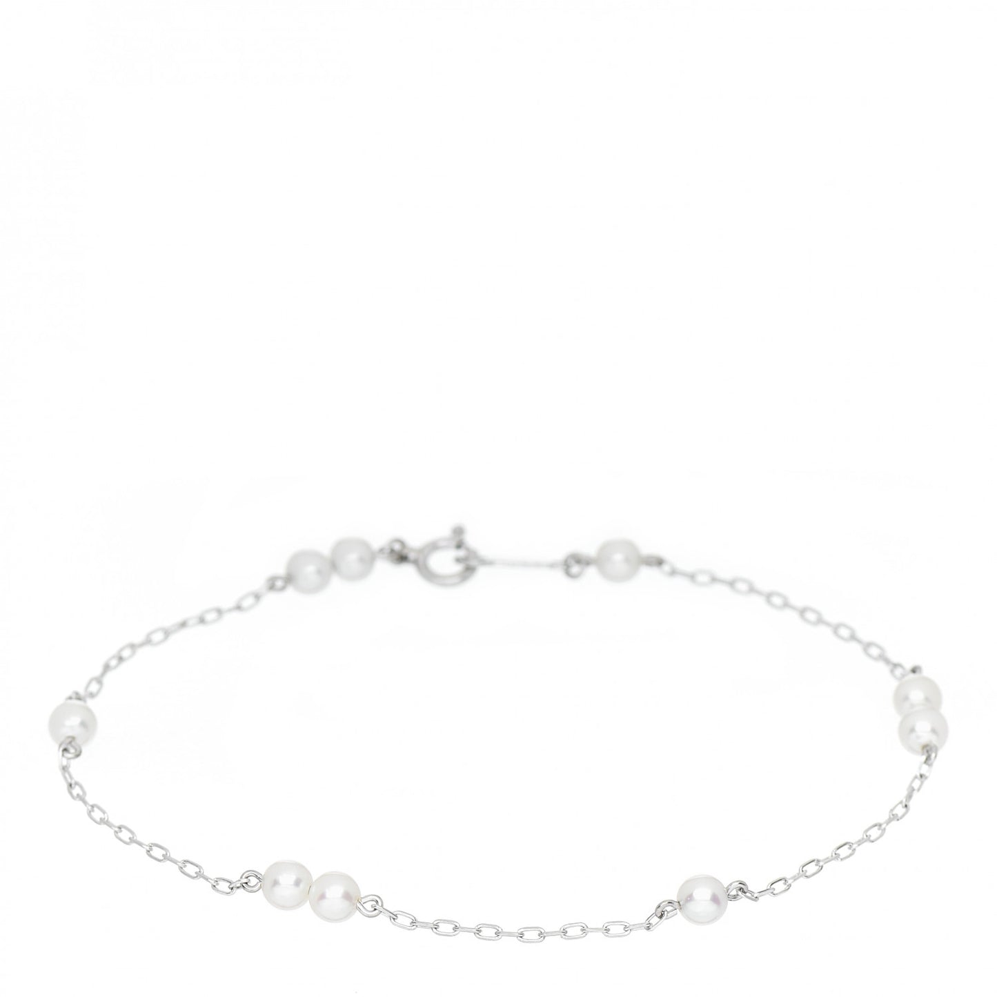 18K White Gold Akoya Pearl 3.5-4mm Station Bracelet