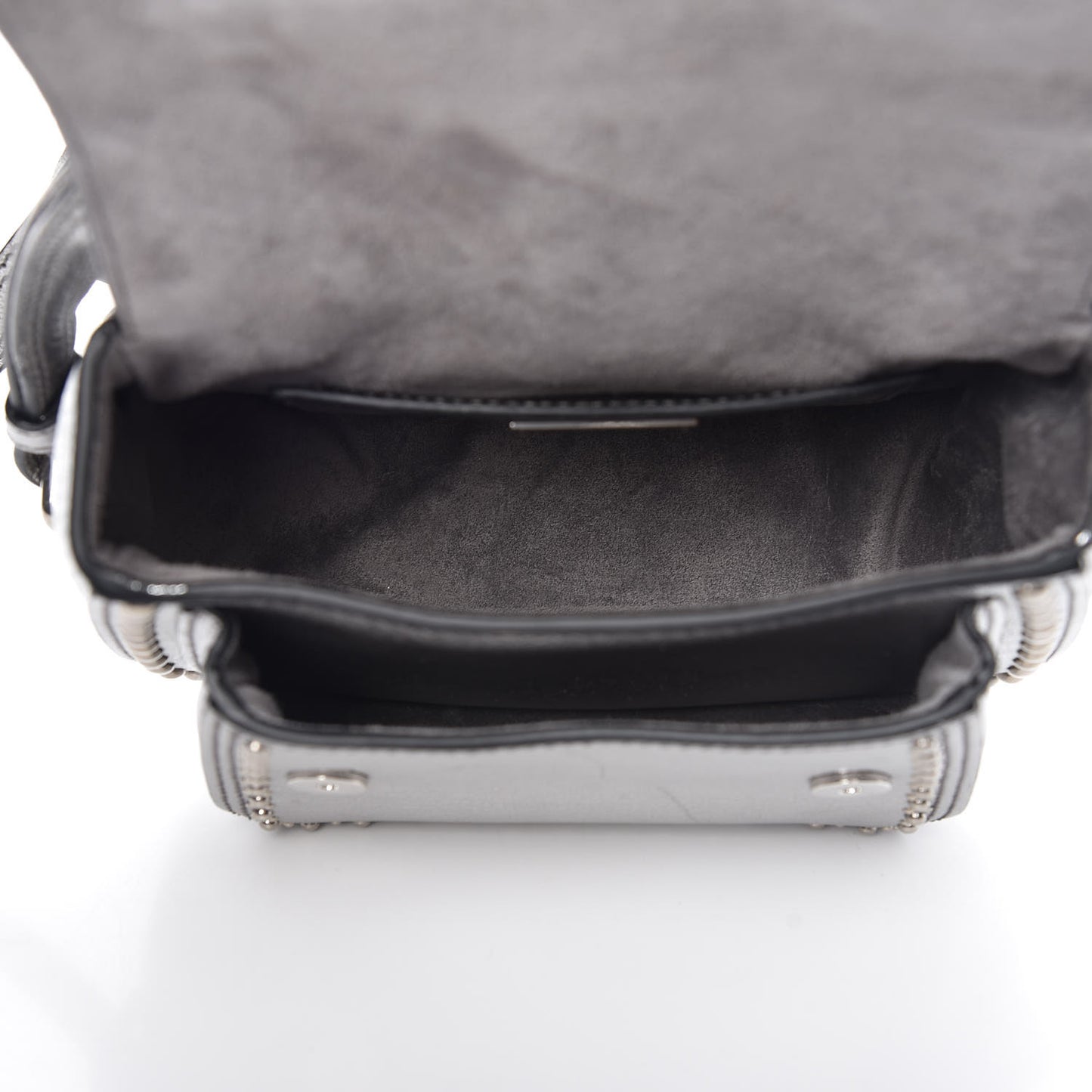 Metallic Goatskin Madras Stud Embellished Buckle Dahlia Shoulder Bag Chrome