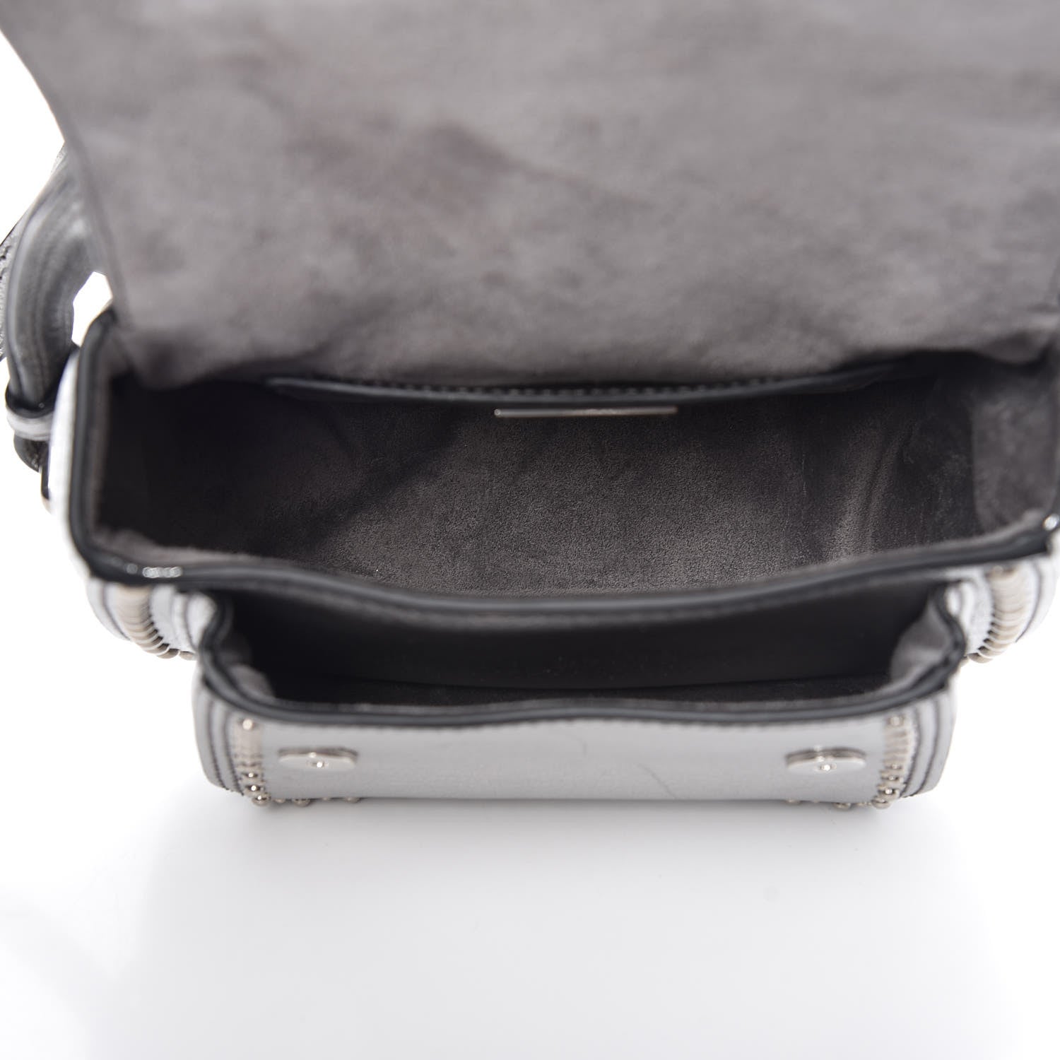 Miu Miu Metallic Goatskin Madras Stud Embellished Buckle Dahlia Shoulder Bag Chrome 15 of 20