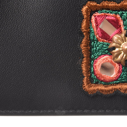 Saint Laurent Calfskin Embroidered Bill Clip Card Case Black 8 of 9