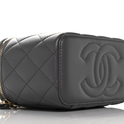 Chanel Lambskin Quilted Small Top Handle Vanity Case With Chain Dark Grey 8 of 10