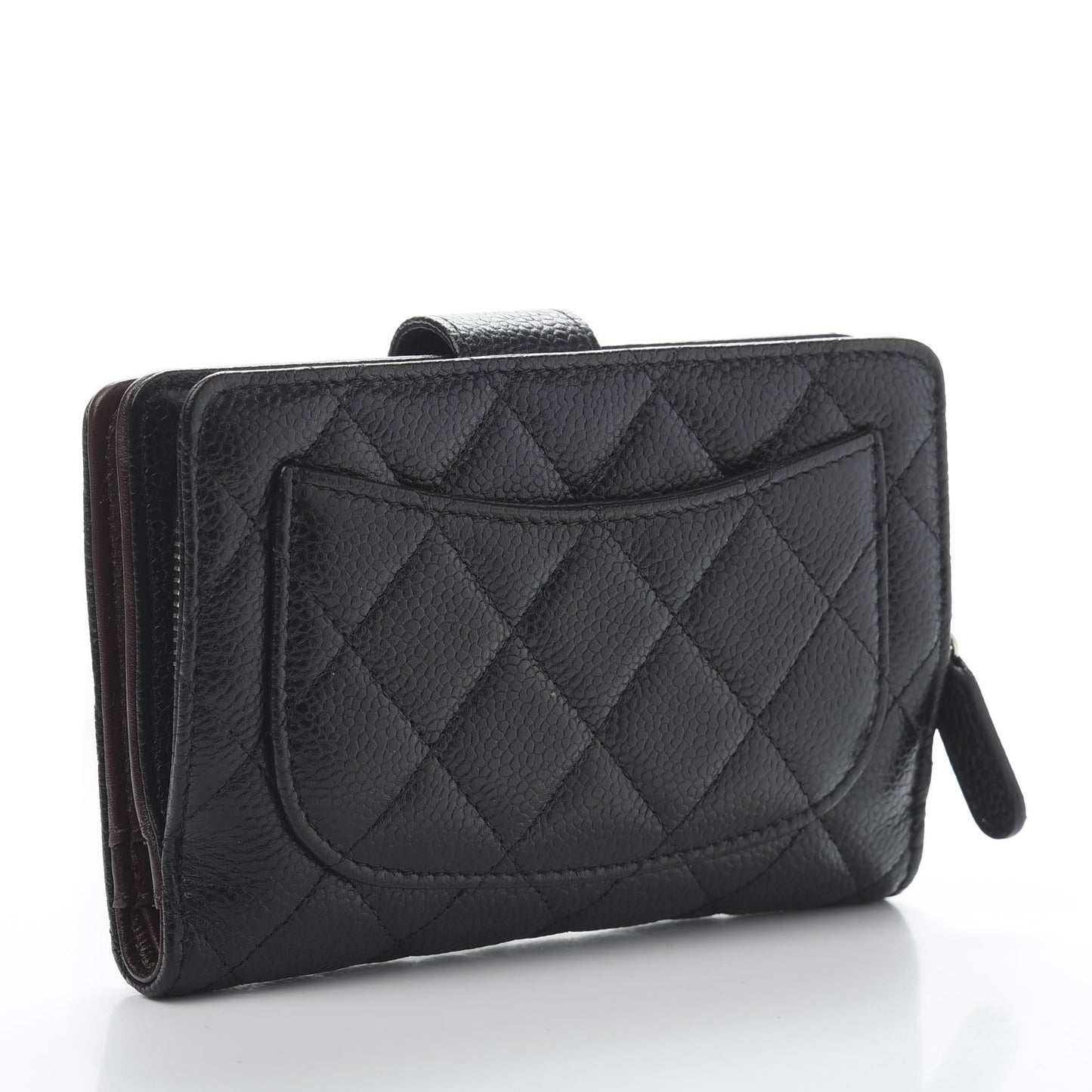 Caviar Quilted Zipped Pocket Wallet Black