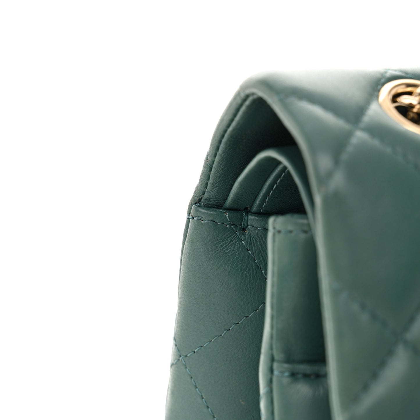 Lambskin Quilted Jumbo Double Flap Green