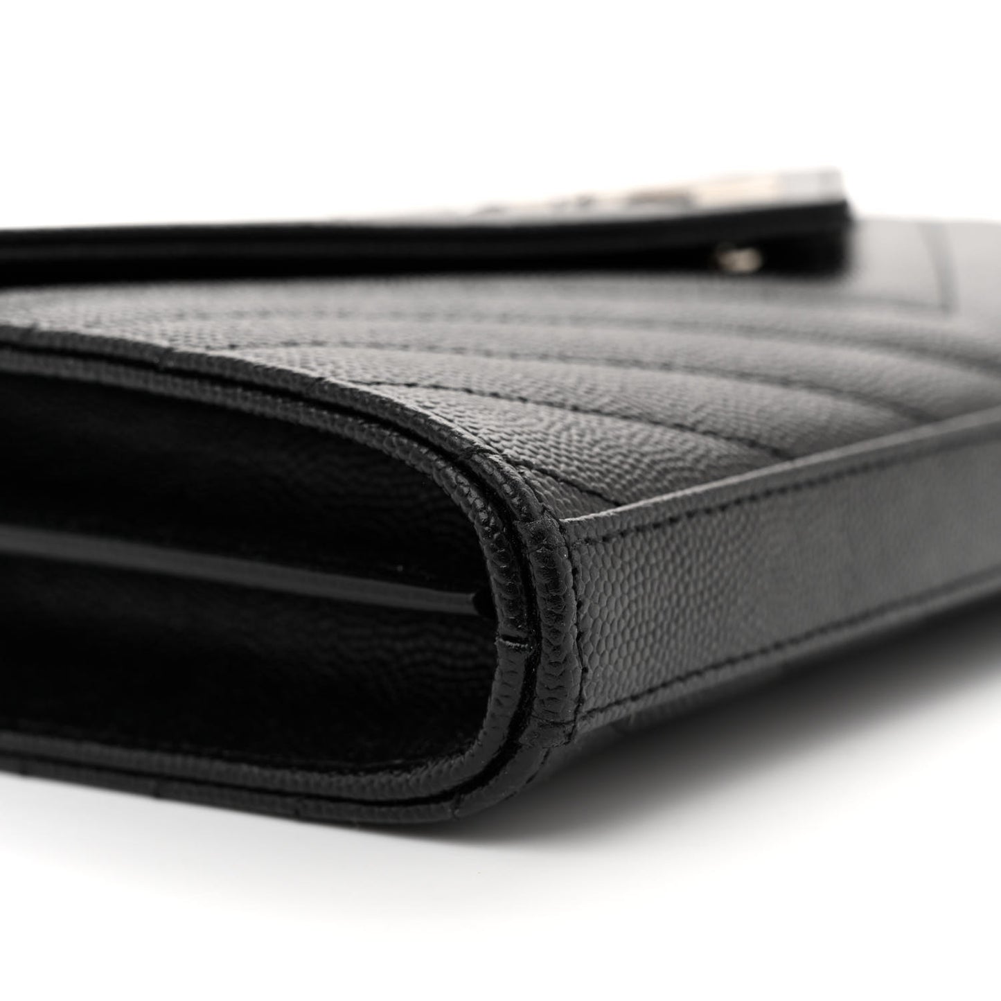 Grain De Poudre Matelasse Chevron Monogram Chain Wallet Black