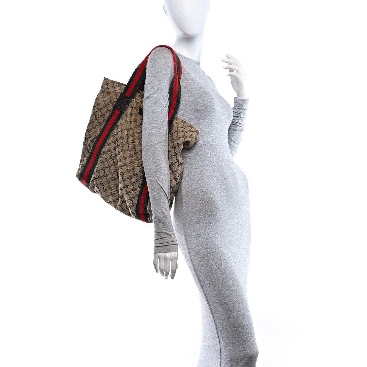 Gucci GG Monogram Medium Web Handle Vertical Tote Dark Brown 2 of 10