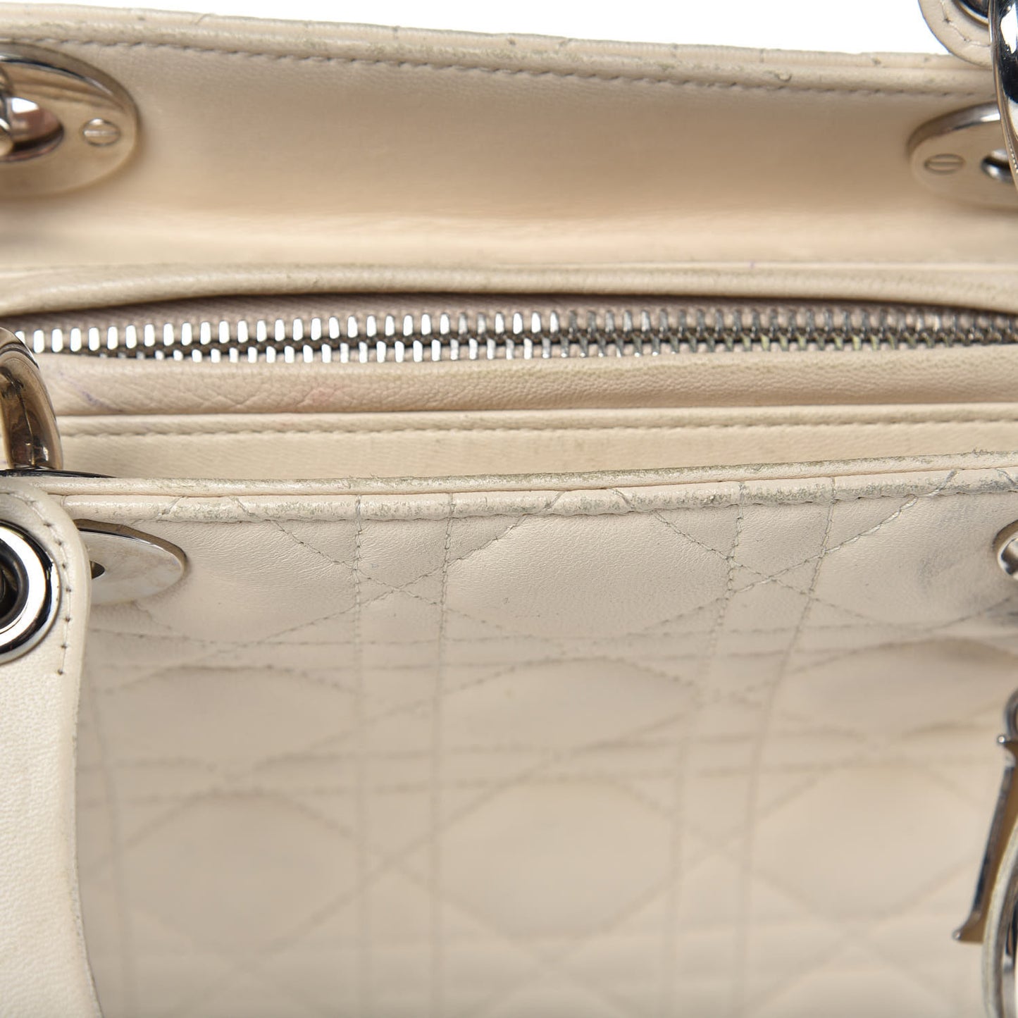 Lambskin Cannage Medium Lady Dior White