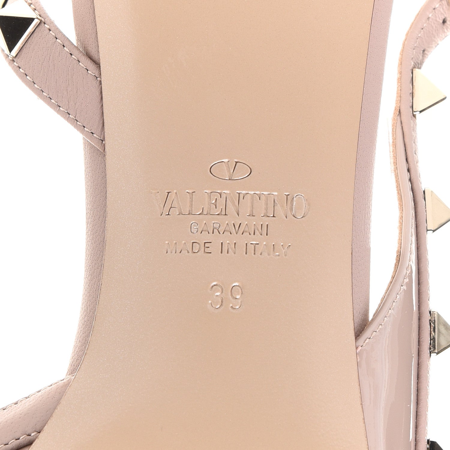 Valentino Garavani Patent Rockstud Half D'Orsay Slingback 50mm Pumps 39 Poudre 7 of 14