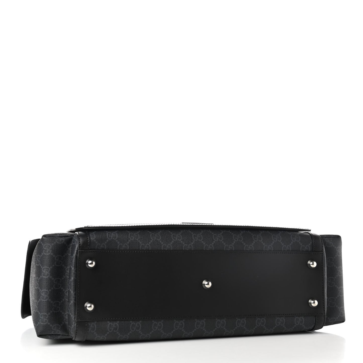GG Supreme Monogram Web Messenger Diaper Bag Black Grey