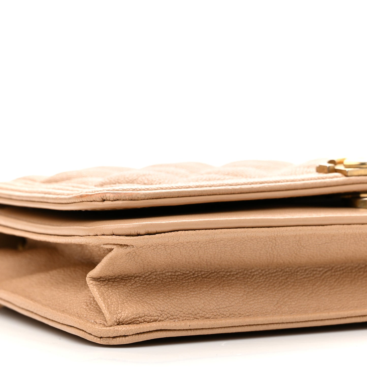 Caviar Quilted Boy Wallet On Chain WOC Dark Beige