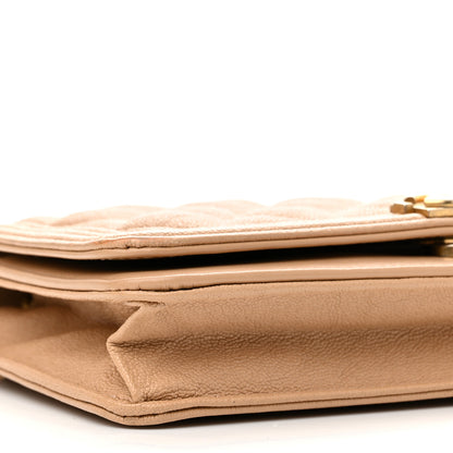 Chanel Caviar Quilted Boy Wallet On Chain WOC Dark Beige 10 of 11