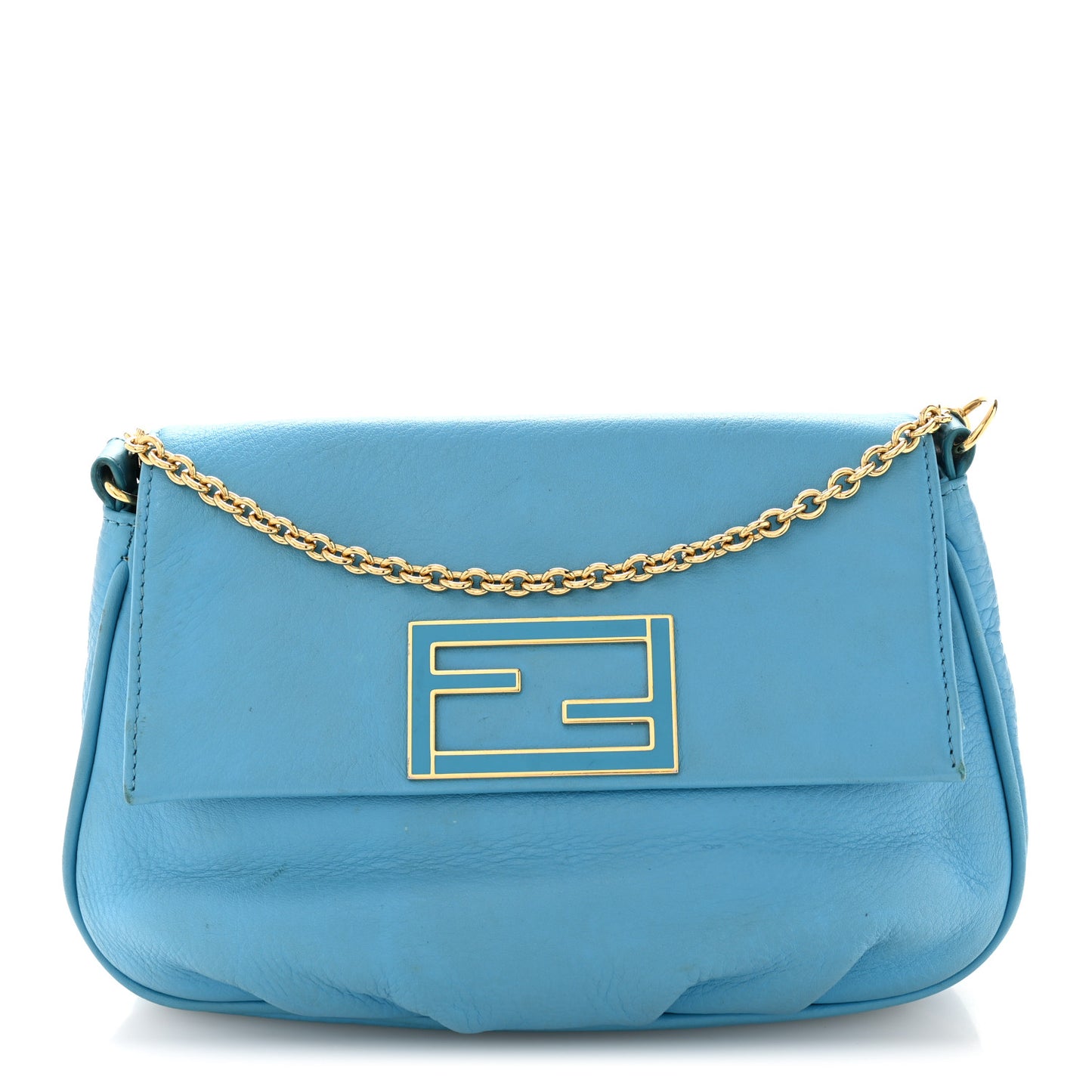 Vitello Flamingo Enamel Fendista Pouchette Crossbody Maldives
