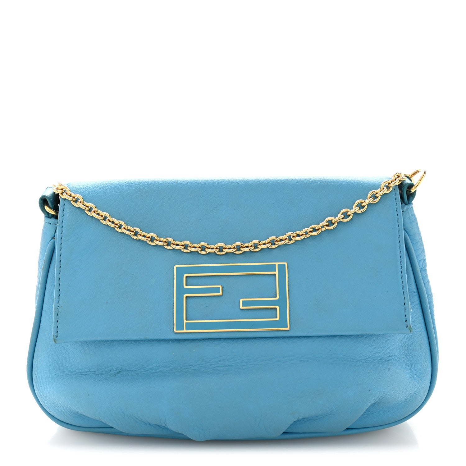 Fendi Vitello Flamingo Enamel Fendista Pouchette Crossbody Maldives 1 of 10