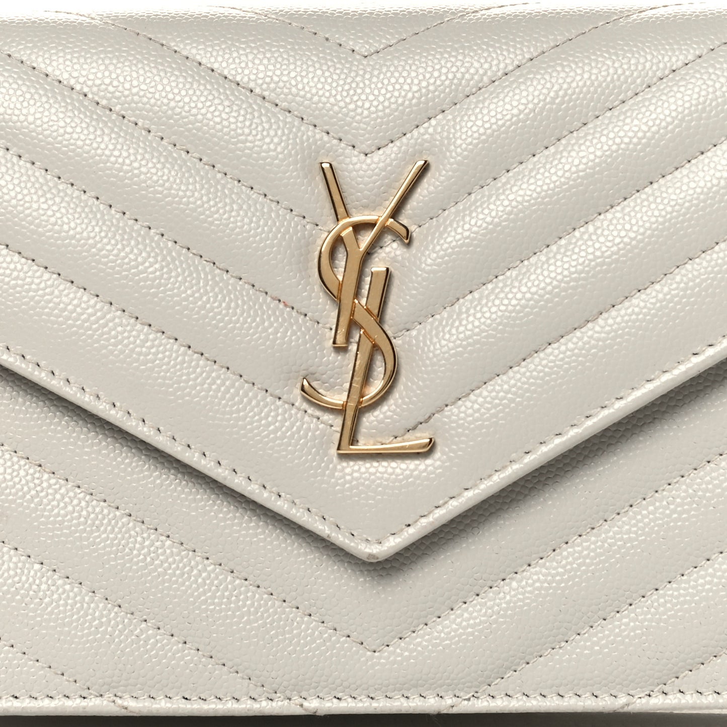 Grain De Poudre Matelasse Chevron Monogram Envelope Chain Crema Soft