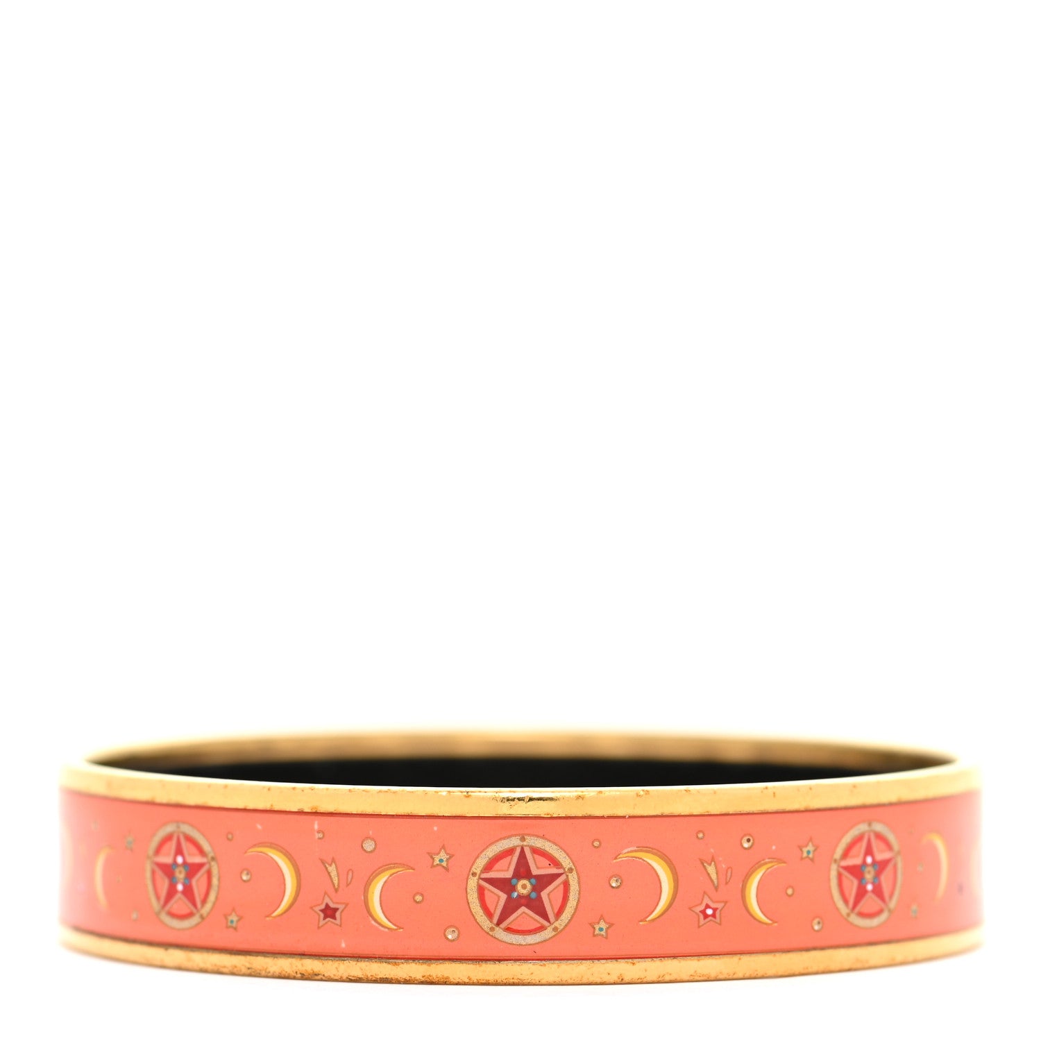 Hermes Enamel Printed Wide Moon Stars Bracelet 70 3 of 7