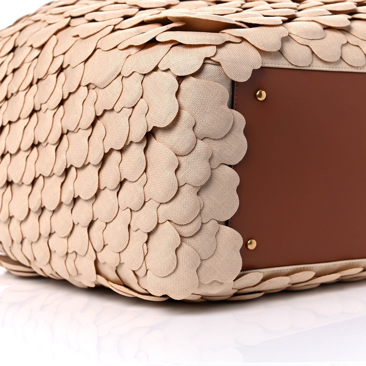 Valentino Garavani Canvas Atelier 03 Rose Edition Large Tote Bag Naturale Saddle Brown 8 of 9