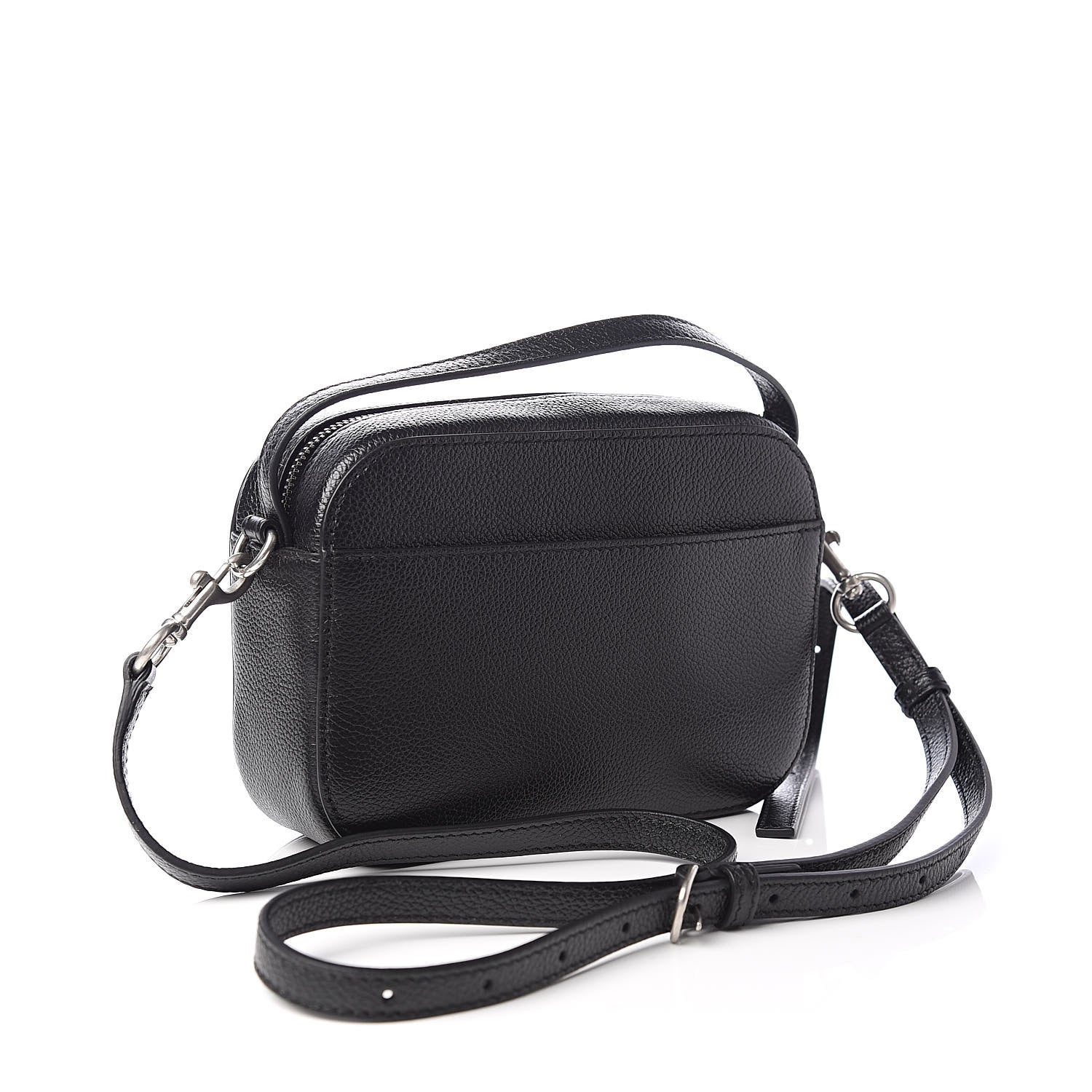 Balenciaga Grained Calfskin Logo XS Ville Top Handle Camera Bag Black White 3 of 11