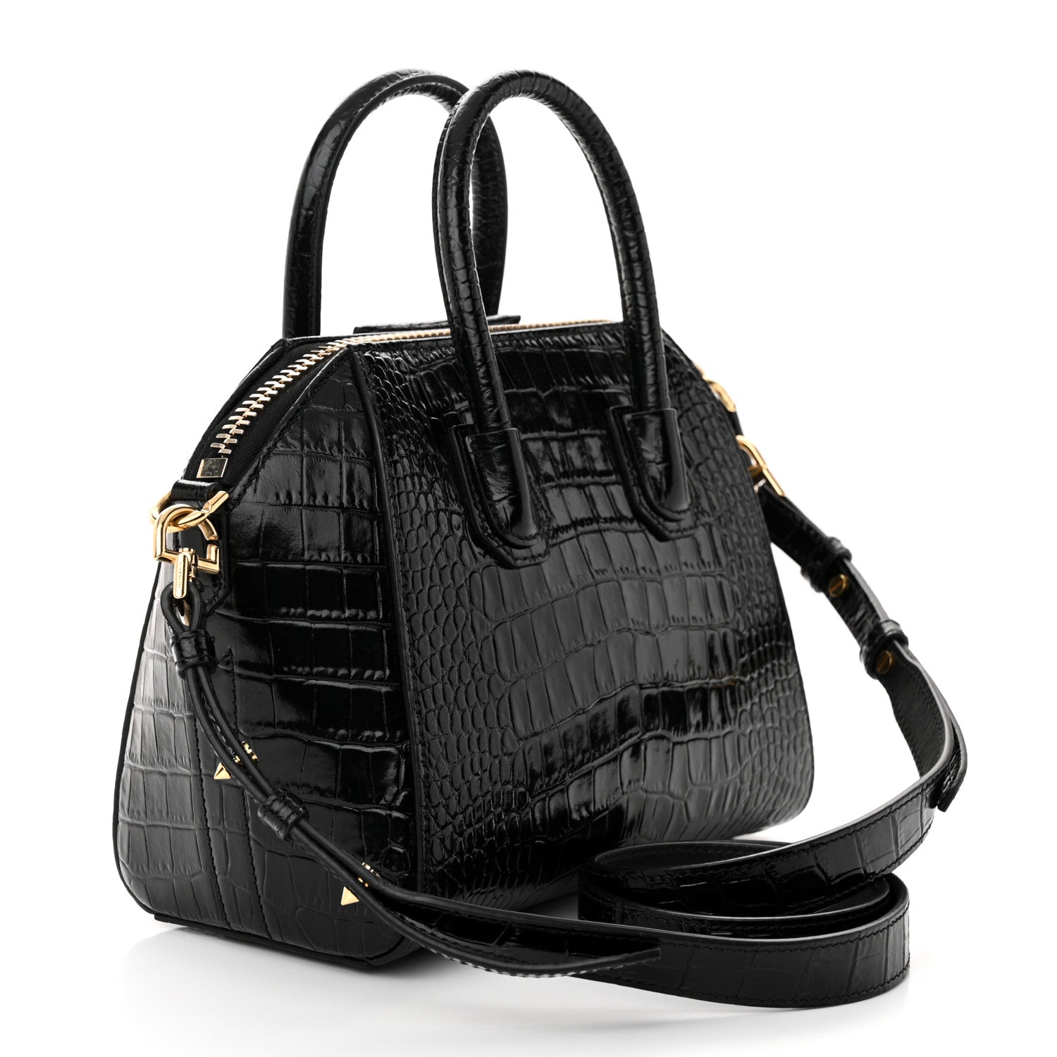 Givenchy Calfskin Crocodile Embossed Mini Antigona Black 3 of 10