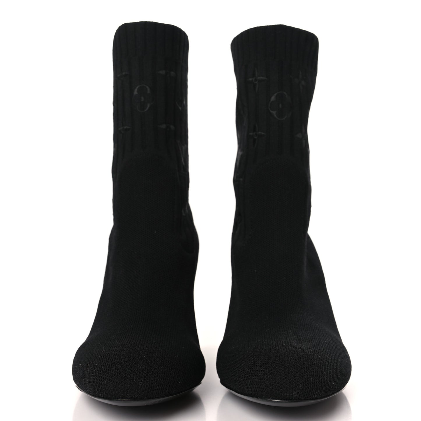 Monogram Stretch Fabric Silhouette Ankle Boots 36.5 Black
