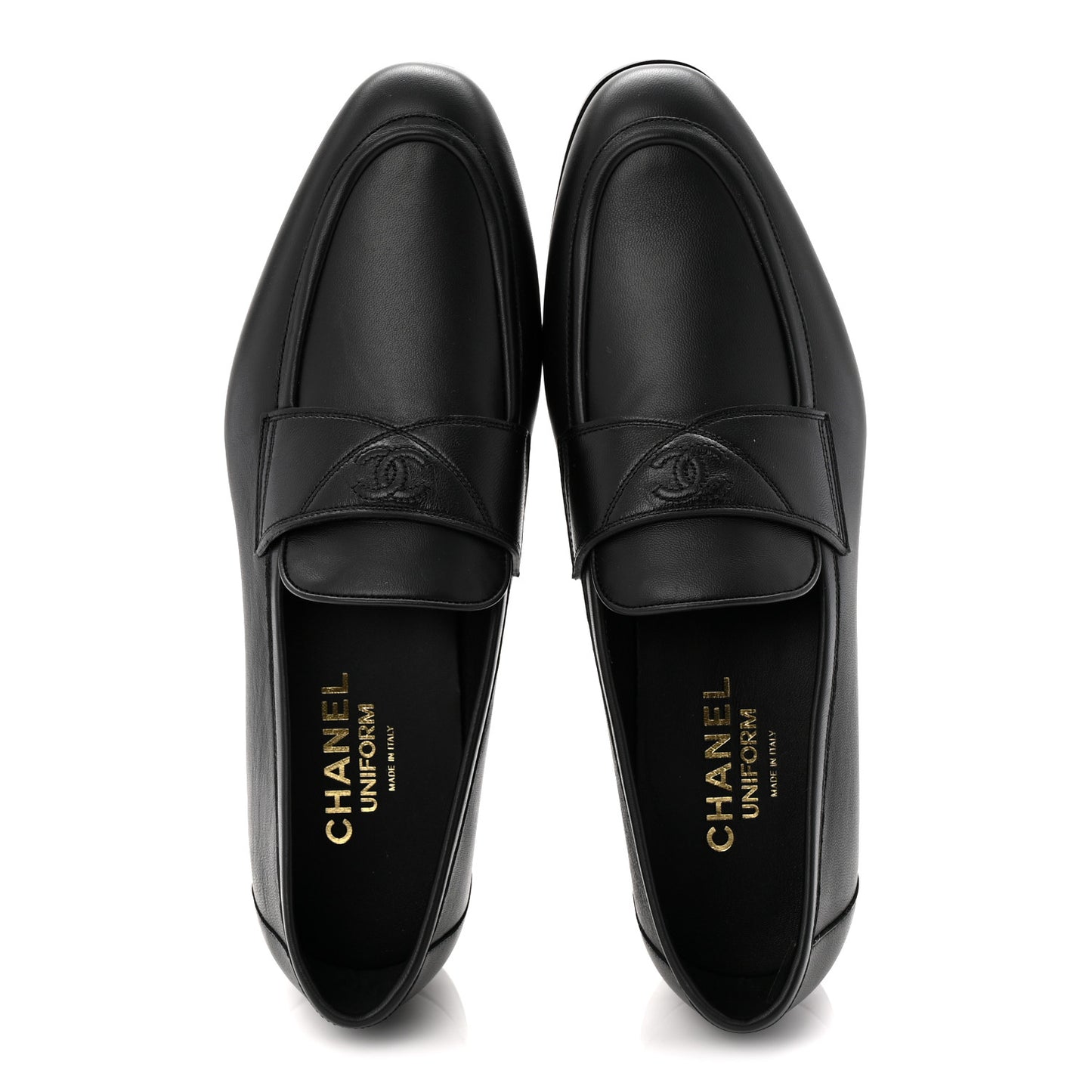 Lambskin Mens Stitched CC Loafers 42 Black