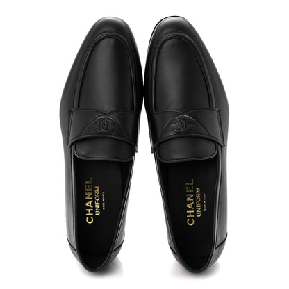 Chanel Lambskin Mens Stitched CC Loafers 42 Black 5 of 9
