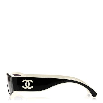 Chanel Acetate Cat Eye Sunglasses 6057 White Black 3 of 8