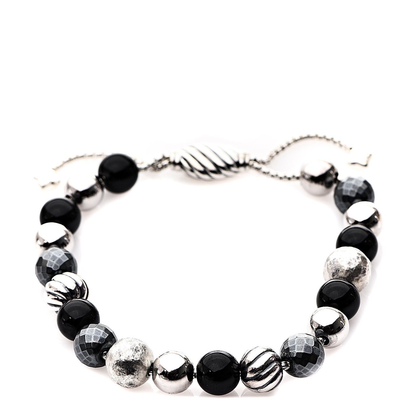 Sterling Silver Black Onyx Hematite 8mm Elements Bead Bracelet