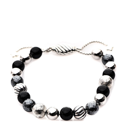 David Yurman Sterling Silver Black Onyx Hematite 8mm Elements Bead Bracelet 1 of 3