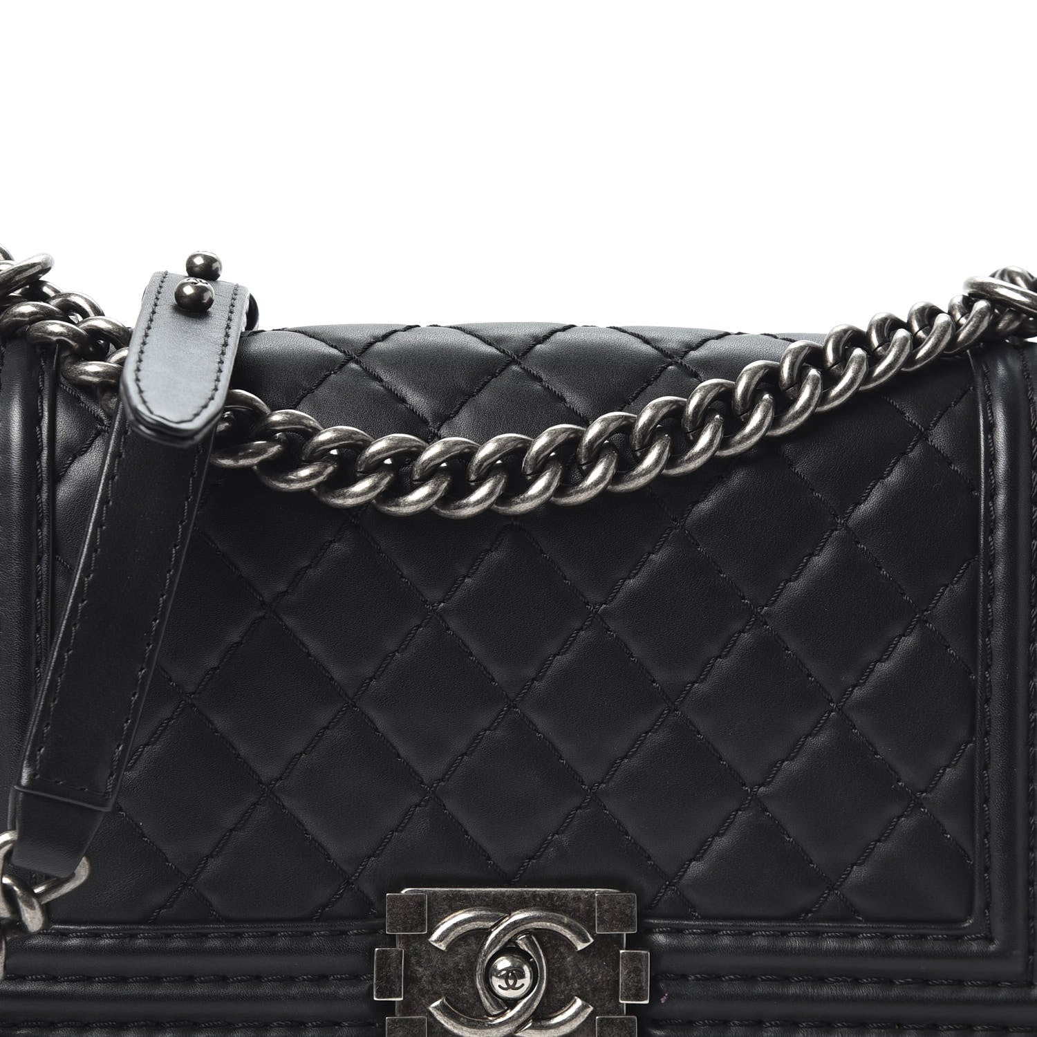 Chanel Lambskin Stitched Medium Boy Flap Black 9 of 9