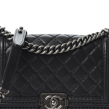 Chanel Lambskin Stitched Medium Boy Flap Black 9 of 9